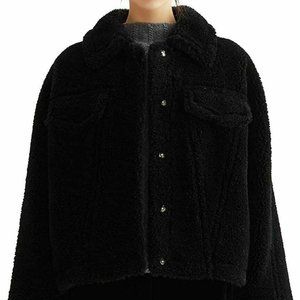 VUTOLEE Women Windproof Loose Shoulder Lapel Lamb